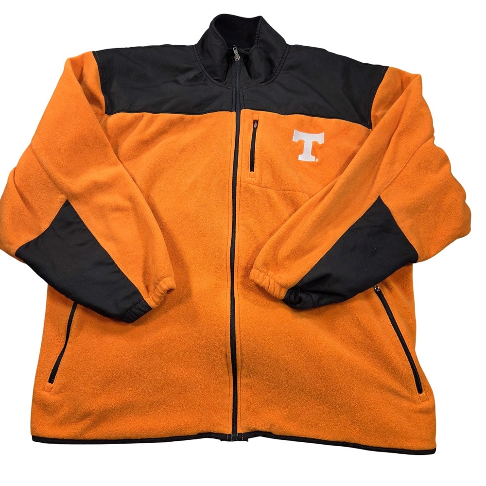 Tennessee Volunteers Jacket Mens XXL Orange Black Fleece Full Zip Genuine Stuff